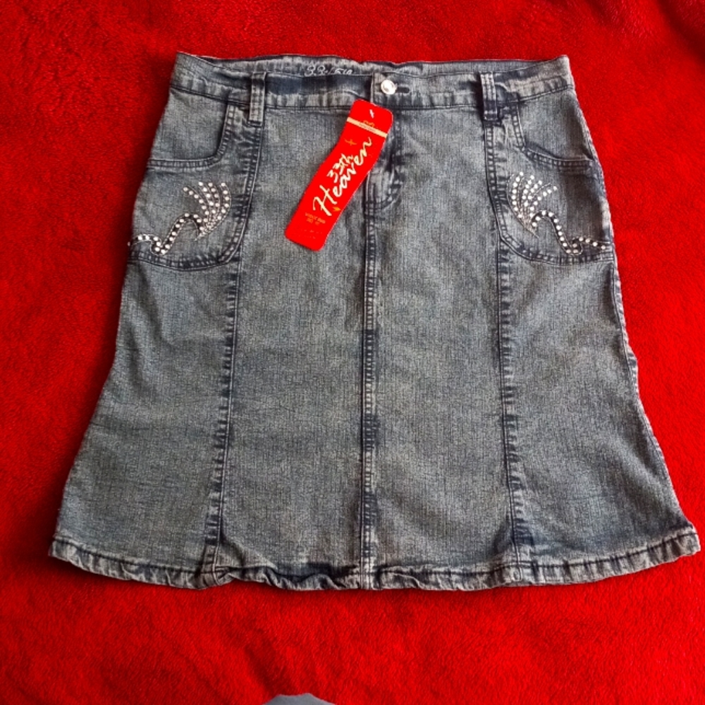 Denim Mini Skirt With Bling. 33th Heaven Brand NWT